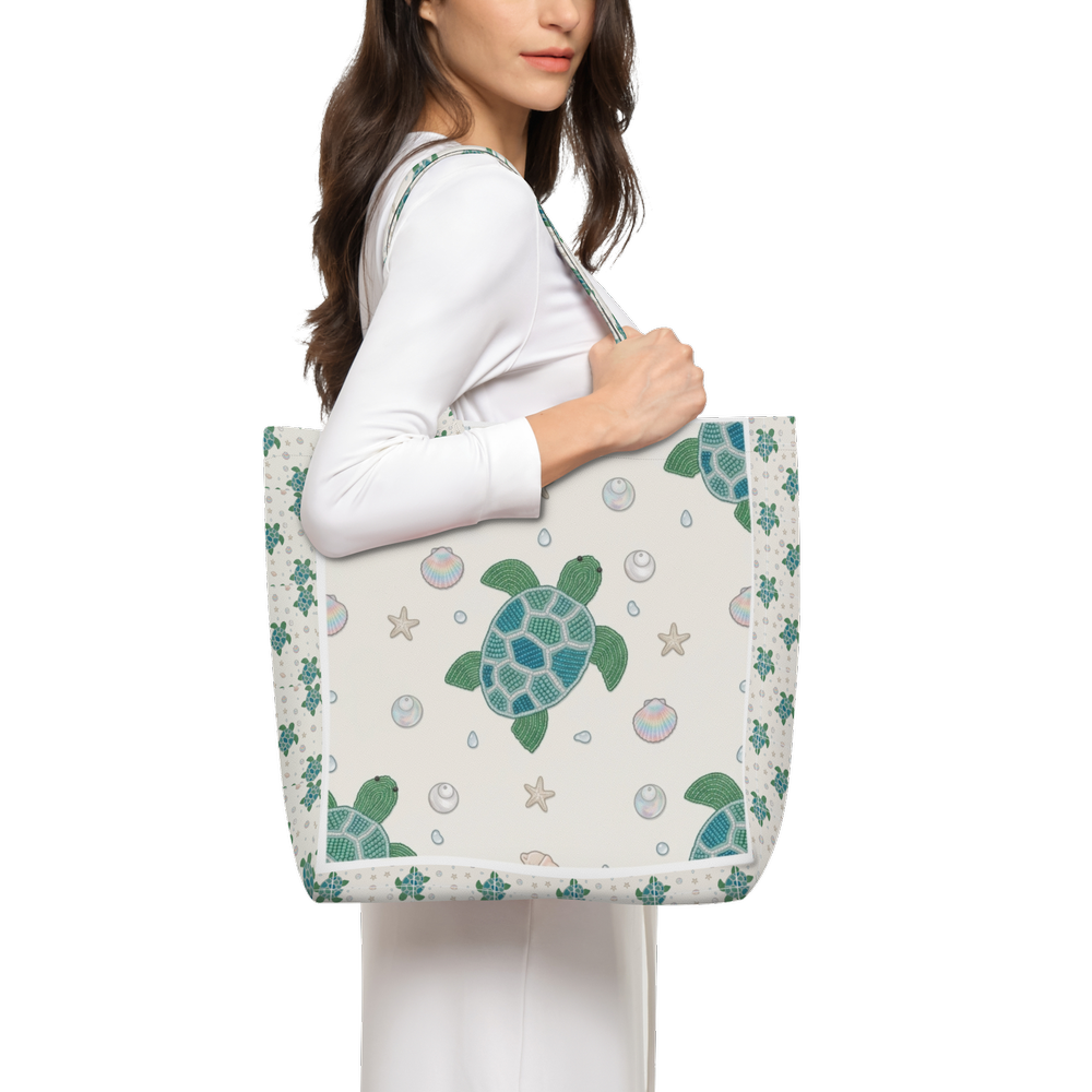 "Coastal Turtle" Luxe Recycled Tote Bag | Selene Luxe