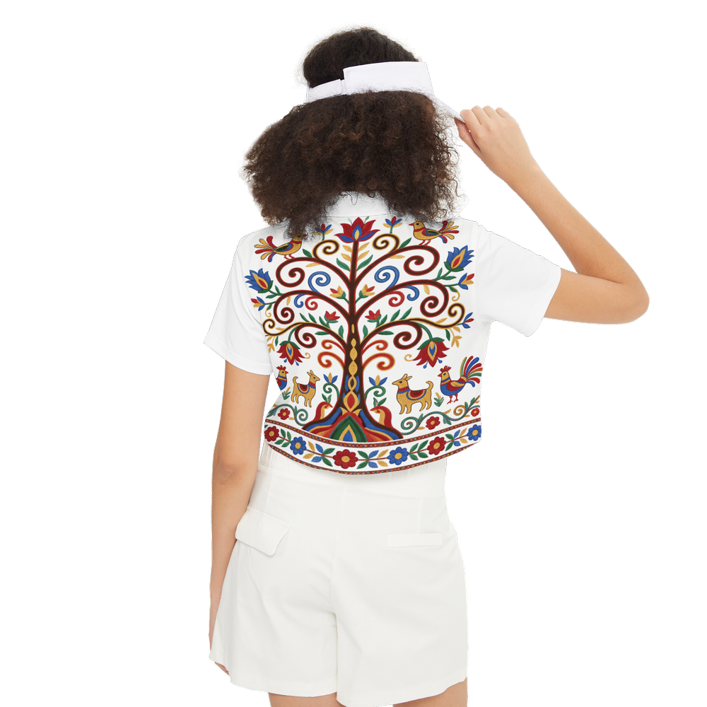 "Folklore Heritage" Luxe Cropped Polo | Selene Luxe